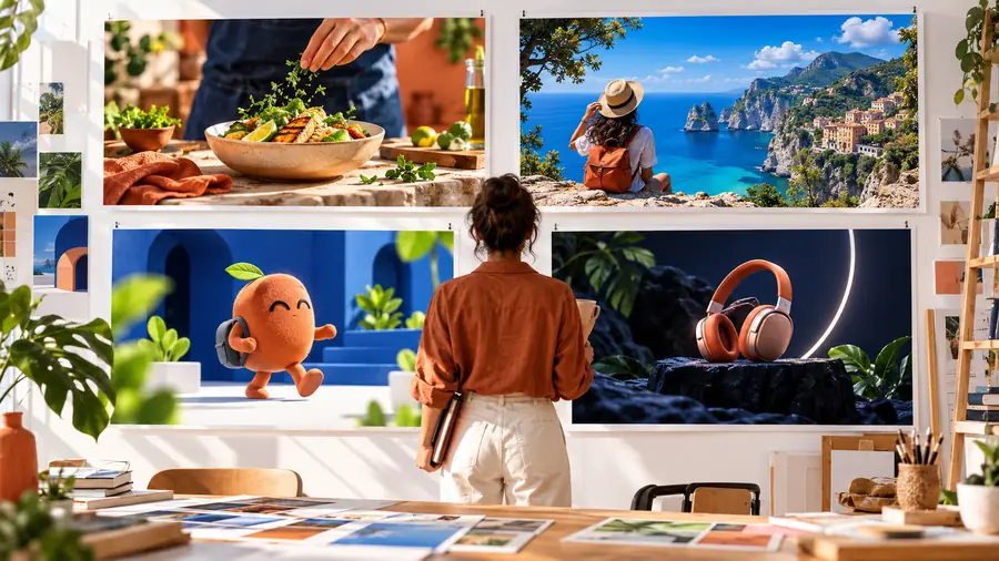 A lively market video scene developed from a visual concept